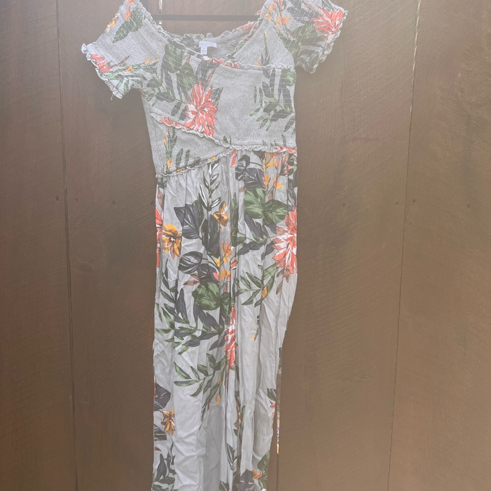 Patrons of Peace Floral Jumpsuit - Gray and Green